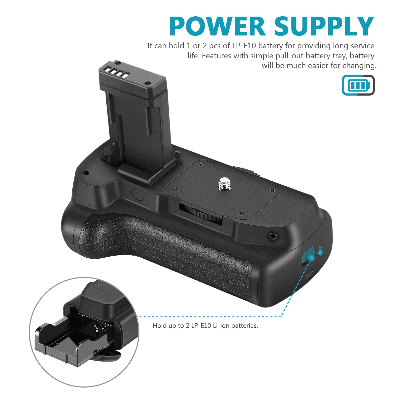 NEEWER Battery Grip For Canon effectively doubles your shooting time