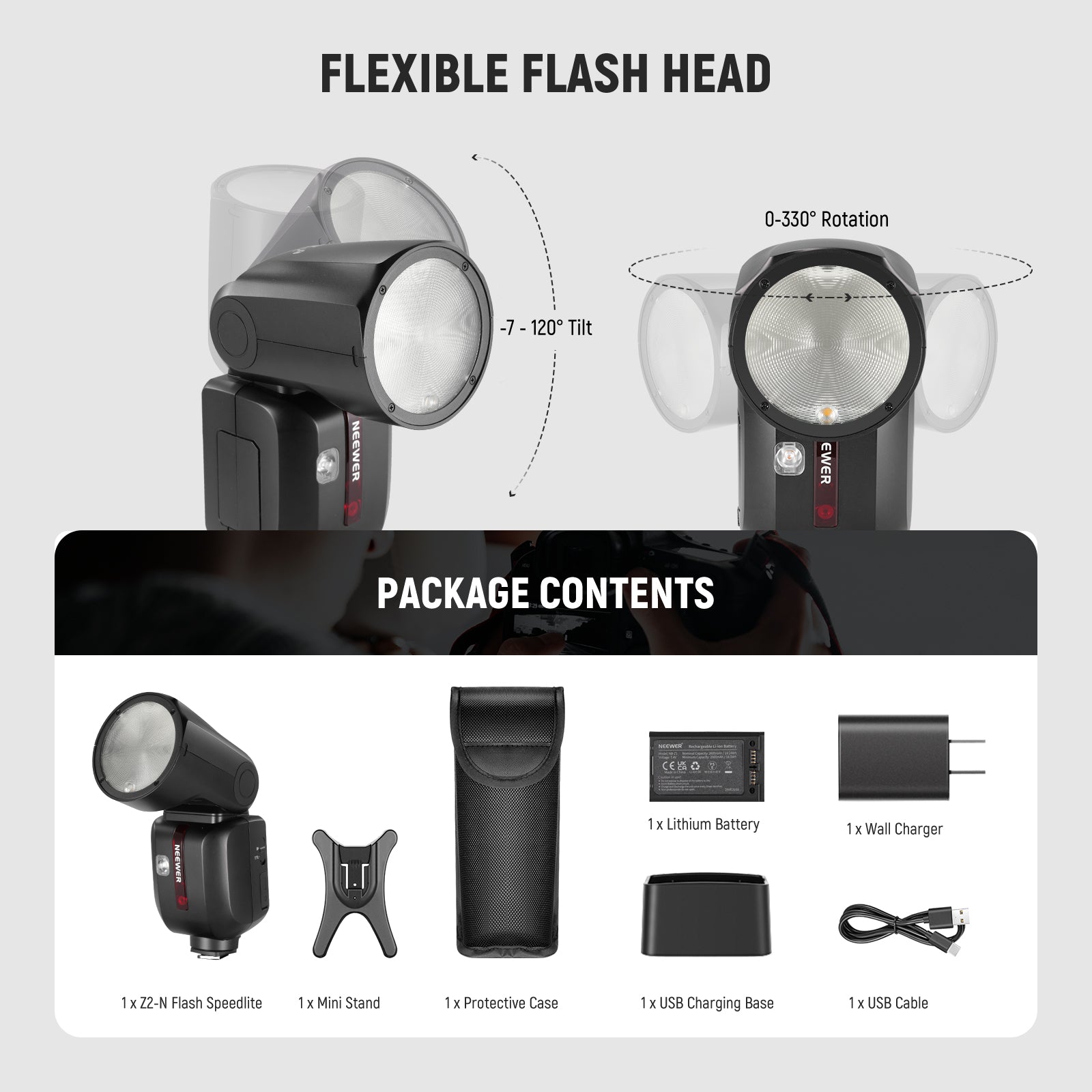 Package Contents of the NEEWER Z2-N Camera Flash for Nikon