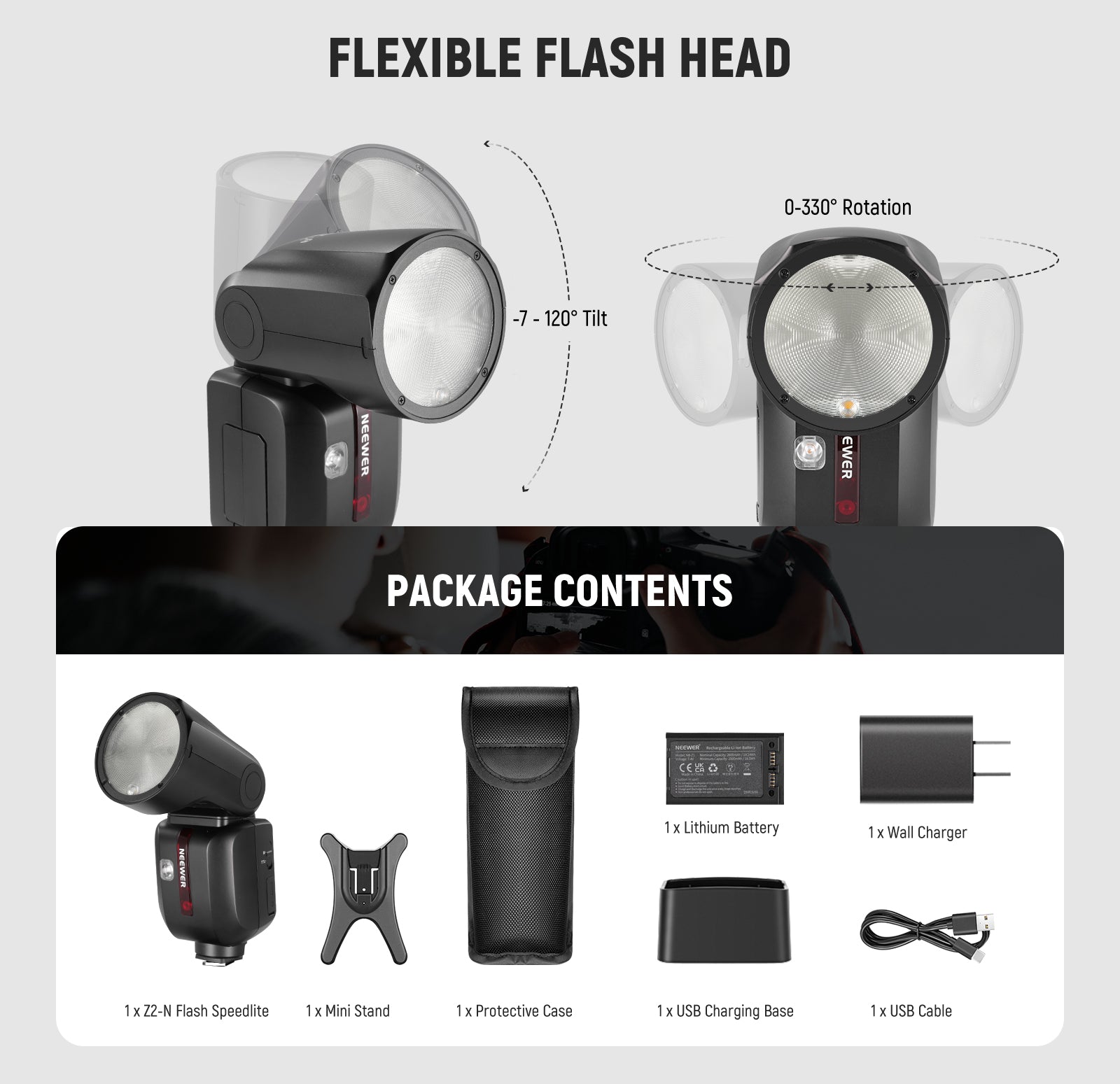 Package Contents of the NEEWER Z2-N Camera Flash for Nikon