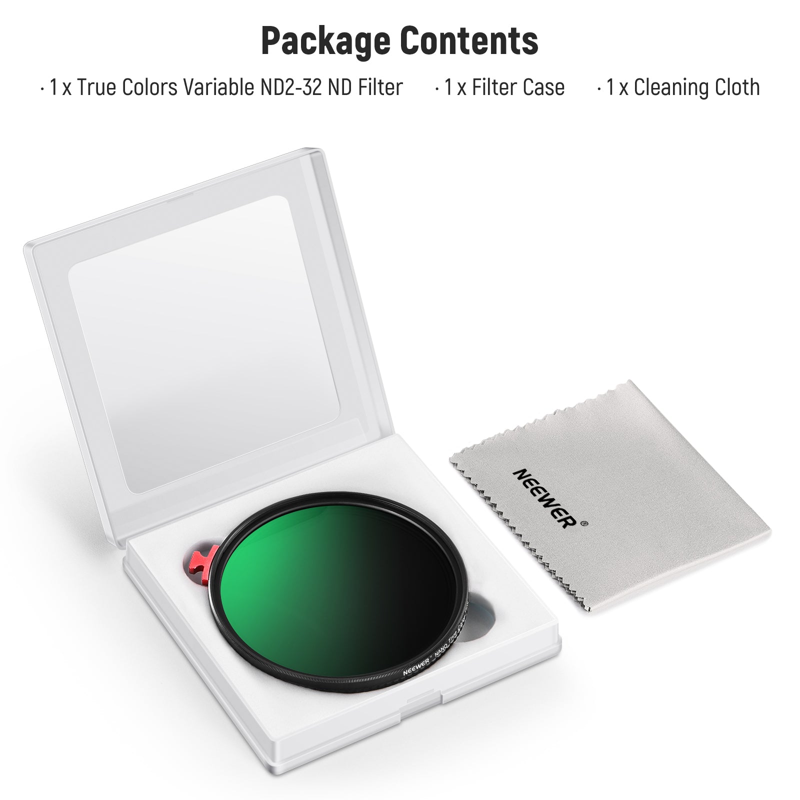 Package Contents of the NEEWER True Colors Variable ND Filter