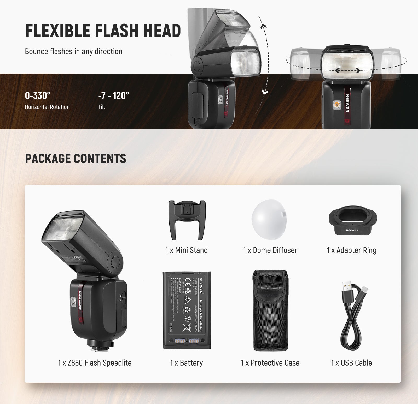 Package Contents of the NEEWER Z880 TTL Camera Flash Speedlite with Diffuser