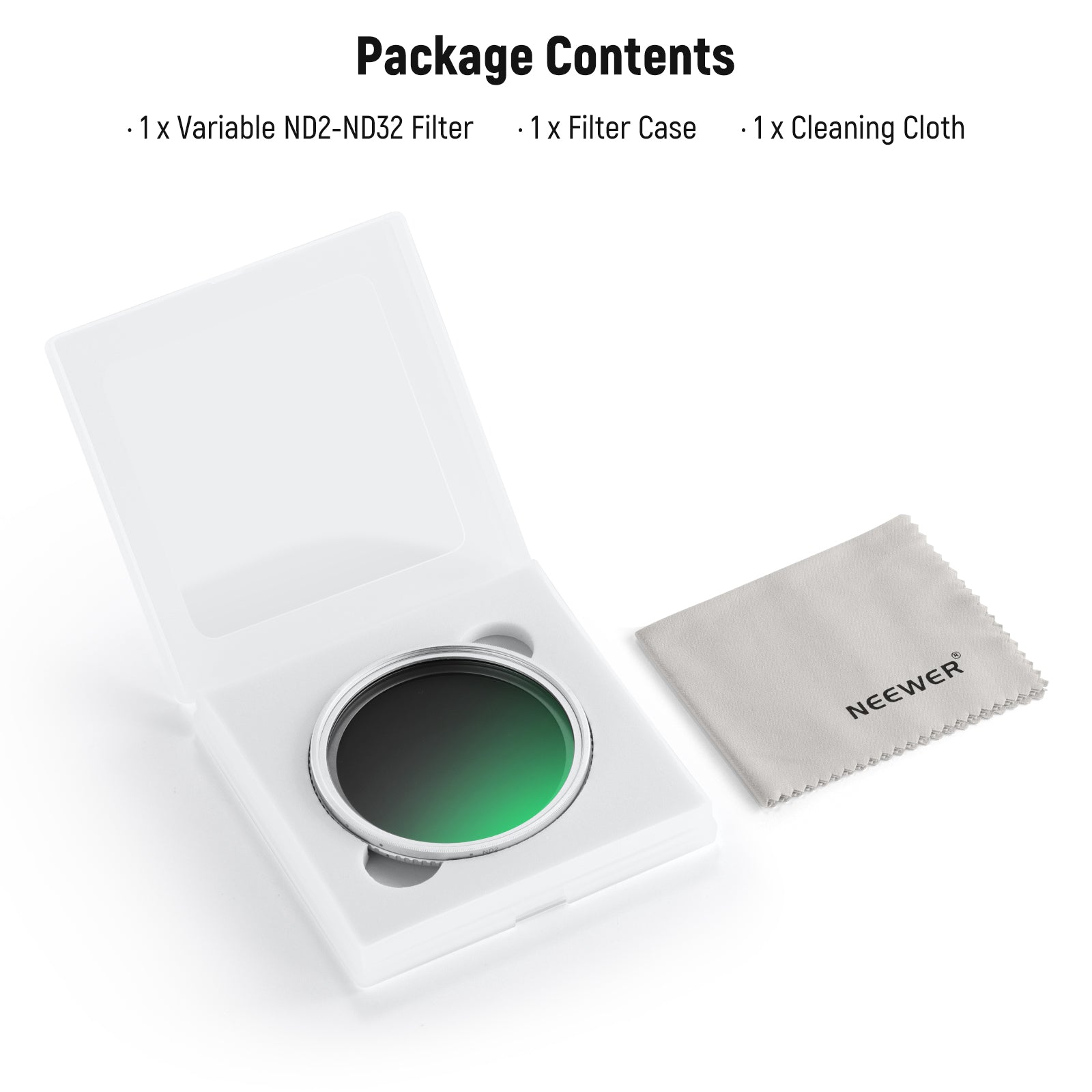 Package Contents of the NEEWER 67mm Variable ND2-32 Filter Kit