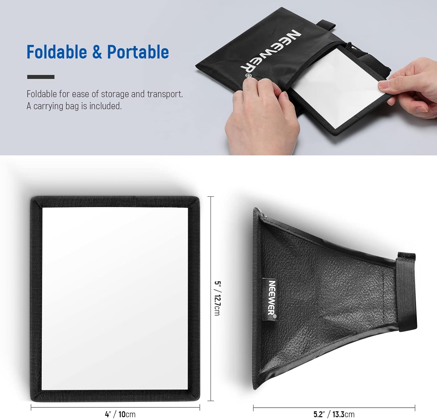 NEEWER NS-1108 Speedlight Softbox is foldable and portable.