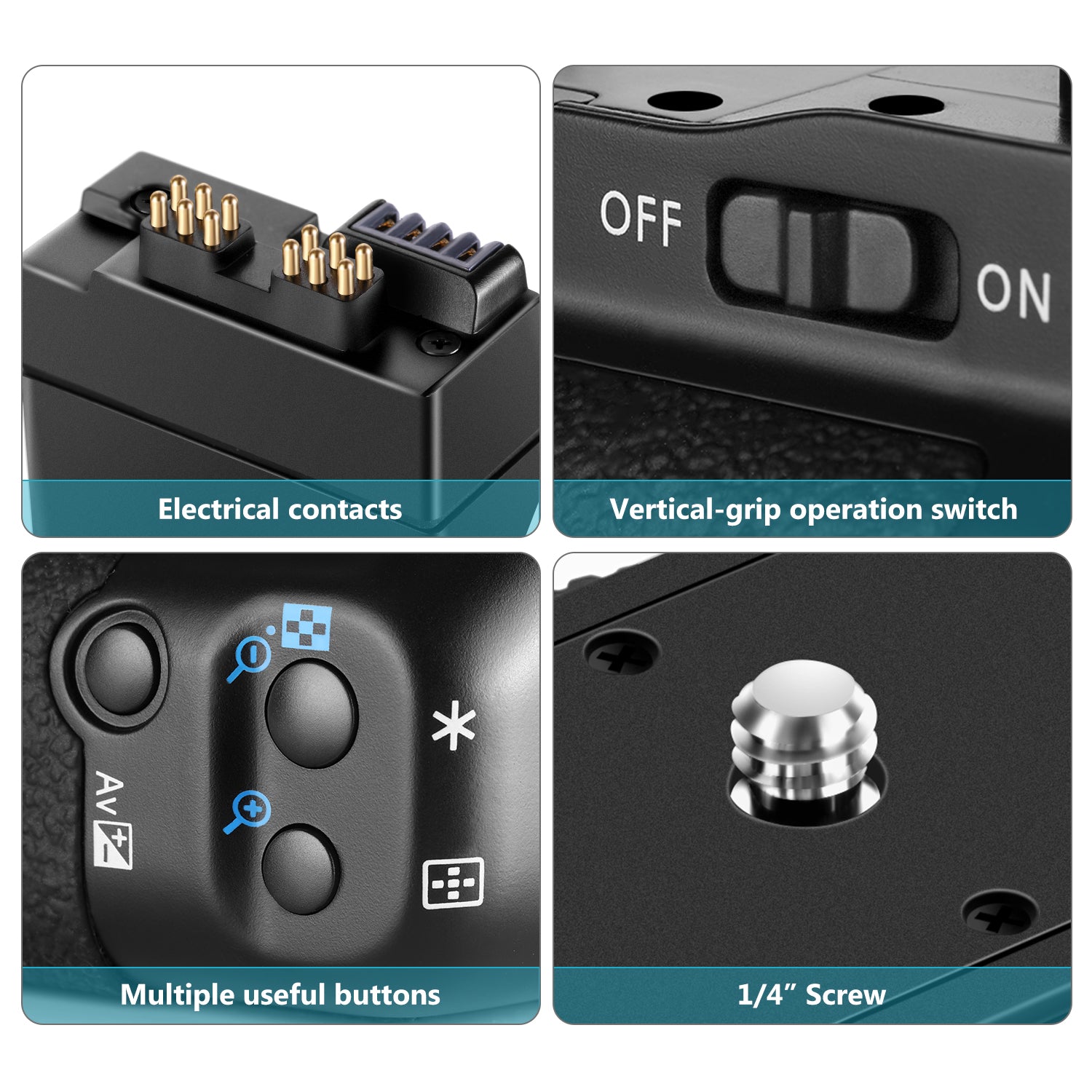 NEEWER BG-E8 Replacement Battery Grip offers multiple useful buttons.