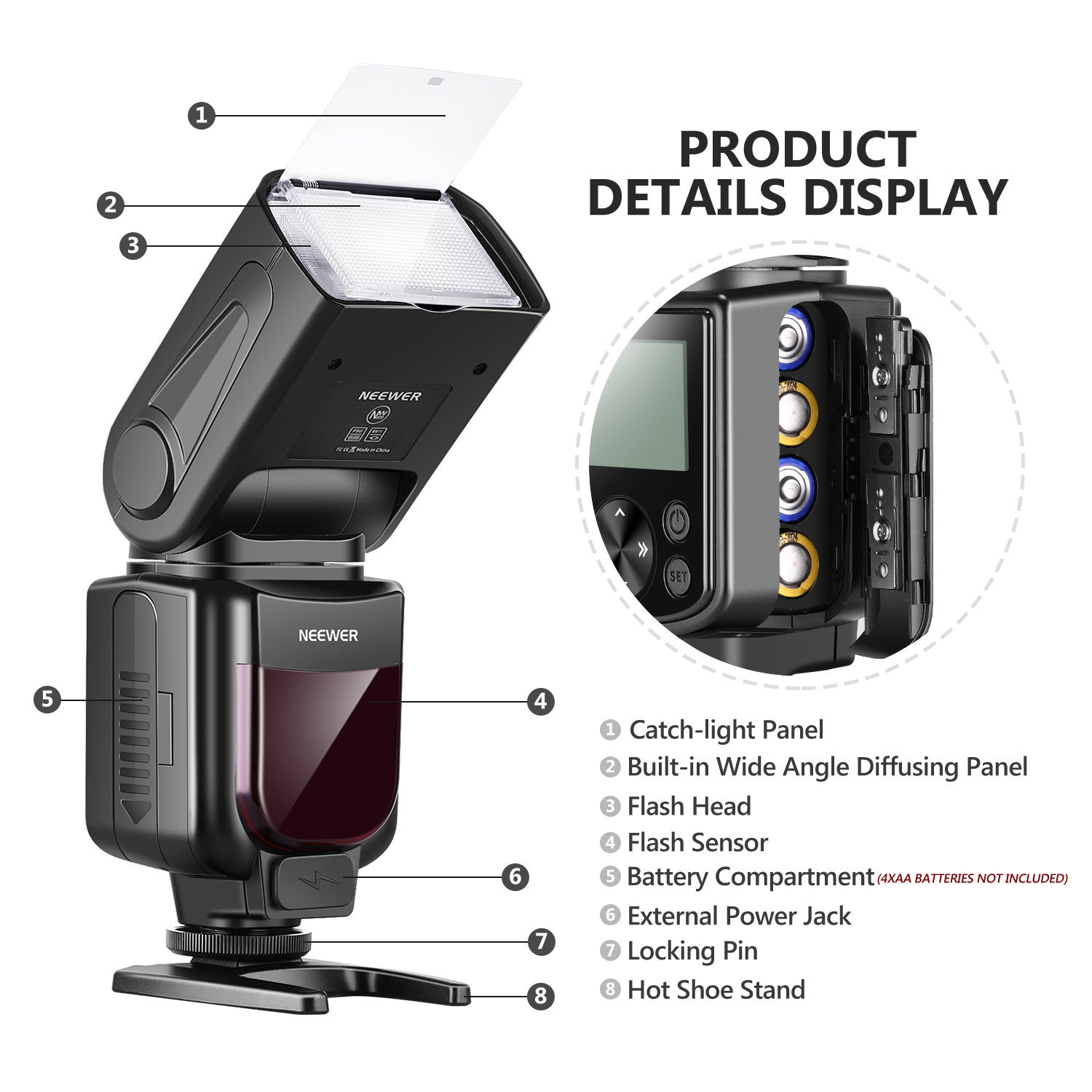 Product details of the NEEWER NW670 Flash For Canon DSLR Cameras