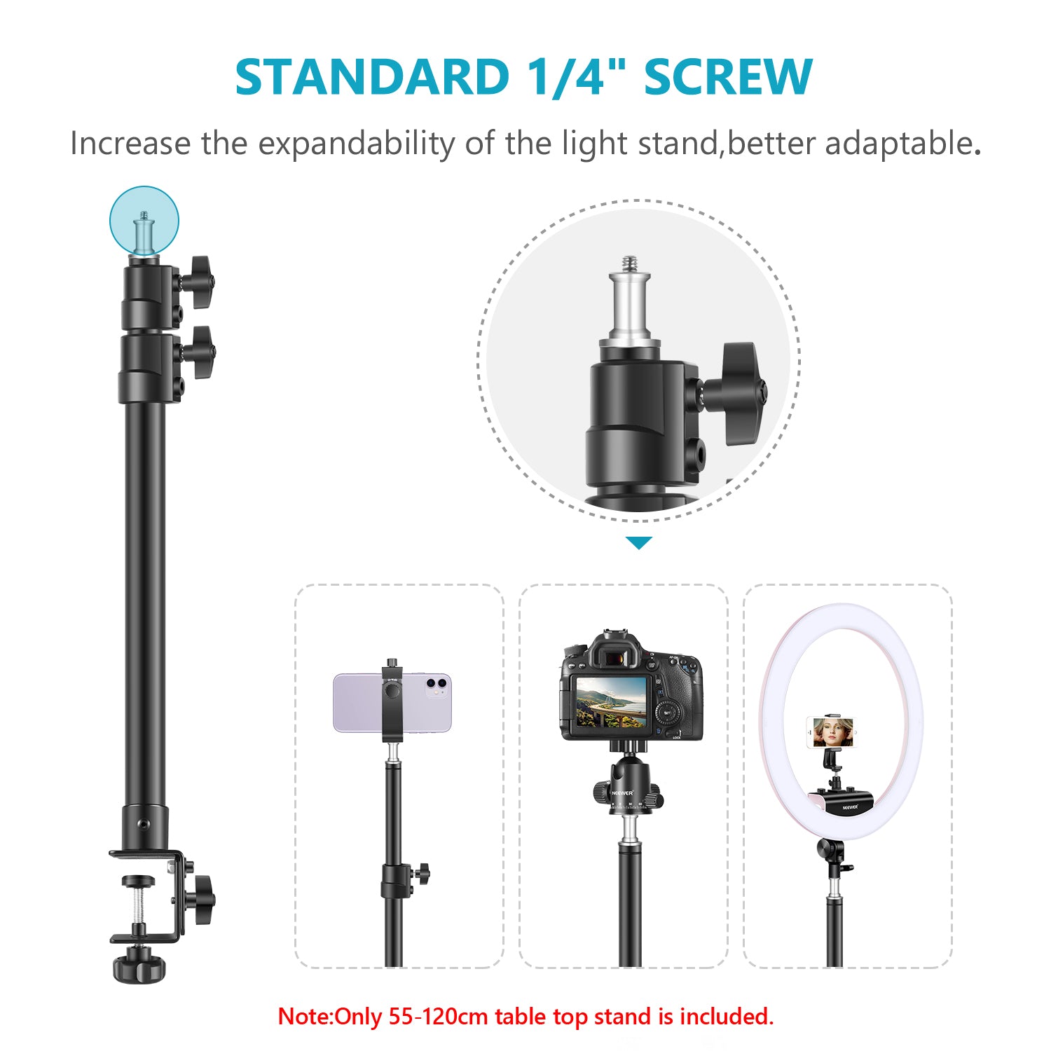 Neewer Tabletop Light Stand Clip Aluminum Alloy Stand