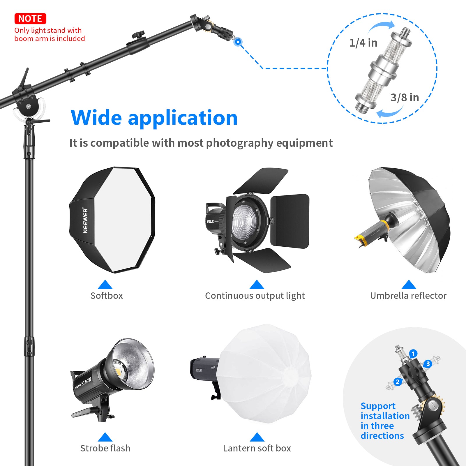 Wide Applications of the NEEWER 7.9'/2.4M Photography Heavy Duty Wheeled Base Tripod Stand