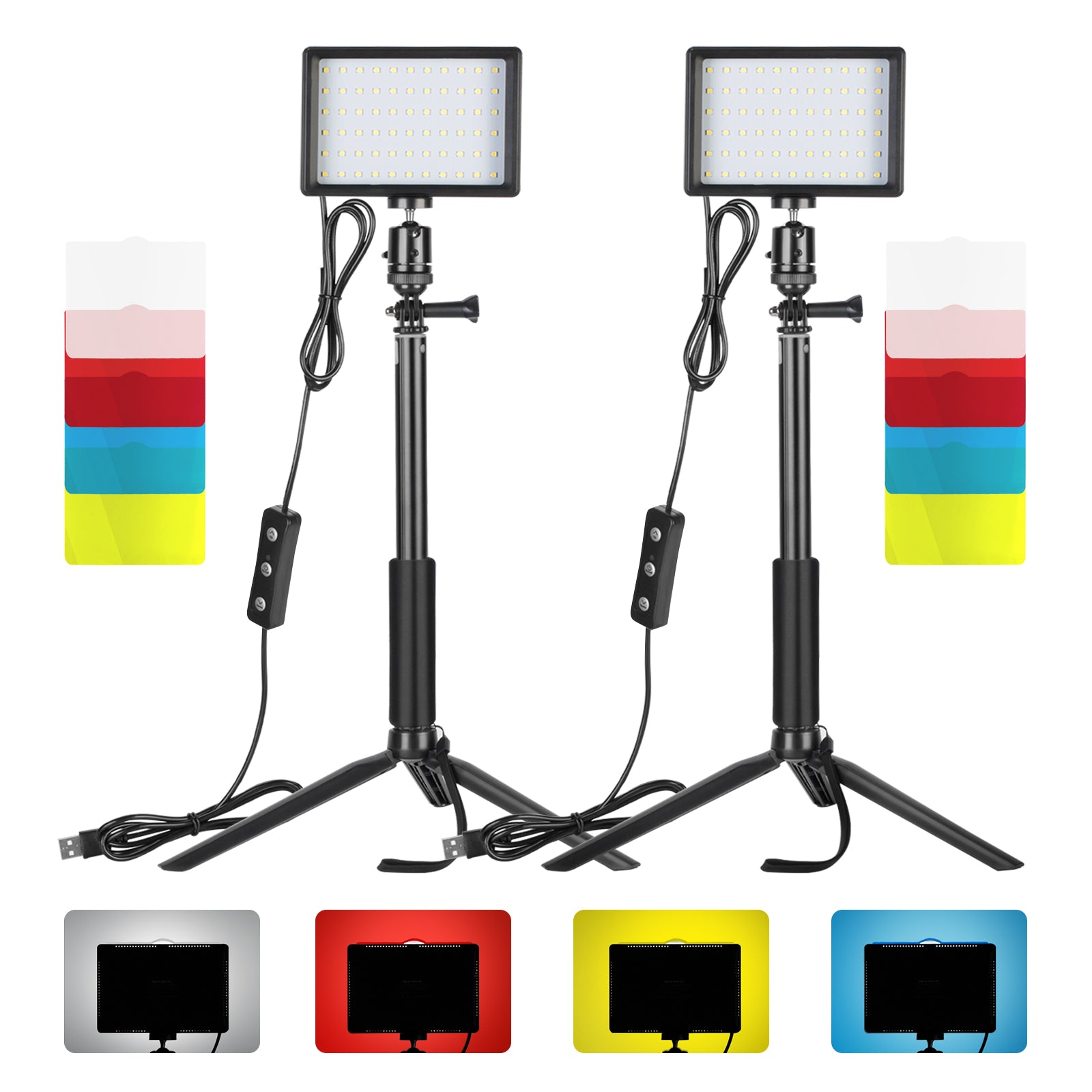 Neewer 2 Packs Dimmable 5600K USB LED Video Colorful LED Lighting